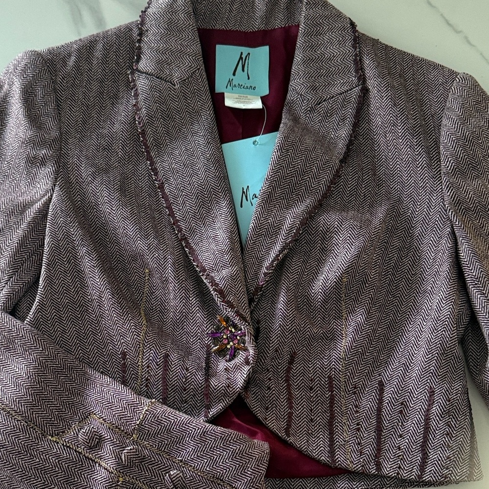 Marciano Purple and White Herringbone Blazer